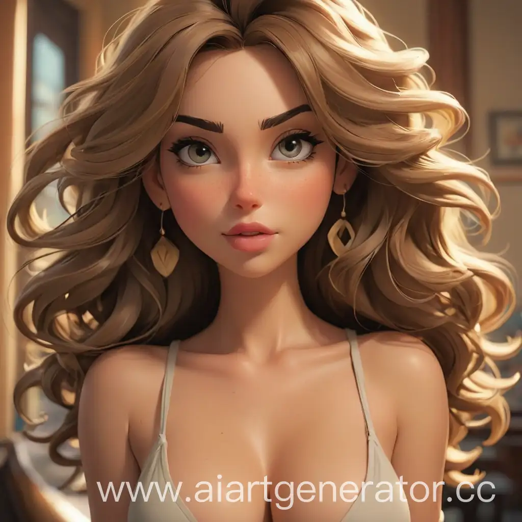 Vibrant-Cartoon-Illustration-of-a-Stunningly-Attractive-Woman