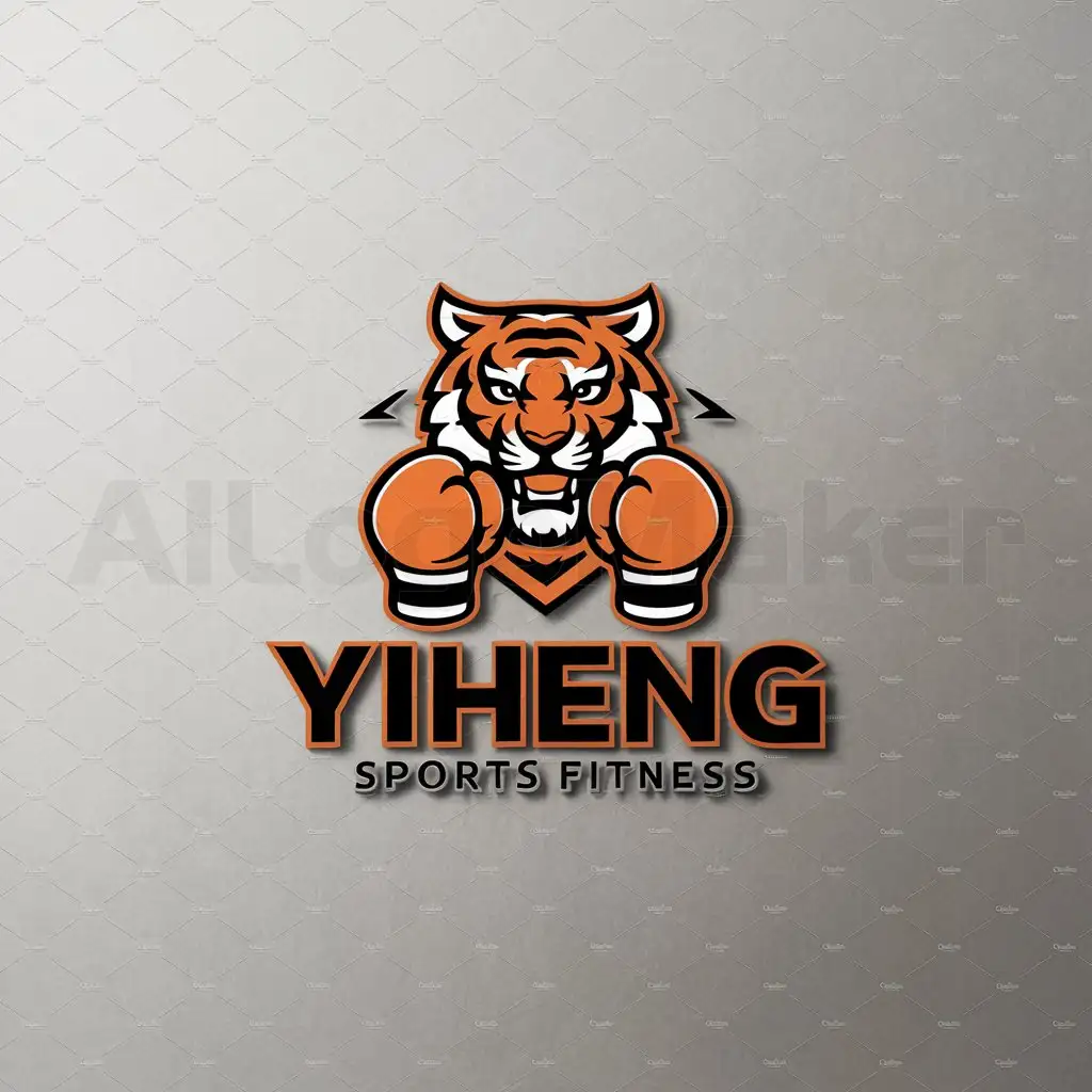 a logo design,with the text "Yiheng", main symbol:tiger wears boxing gloves,Moderate,be used in Sports Fitness industry,clear background