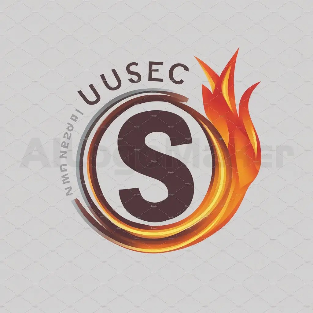 a logo design,with the text "uusec", main symbol:Help me design a Logo, with the letter S in the middle, surrounded by fire,,Moderate,be used in Internet industry,clear background