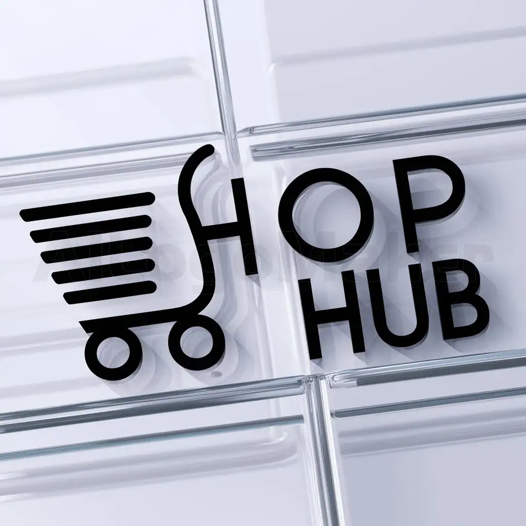 a logo design,with the text "Shop Hub", main symbol:a trolley ,Moderate,be used in Others industry,clear background