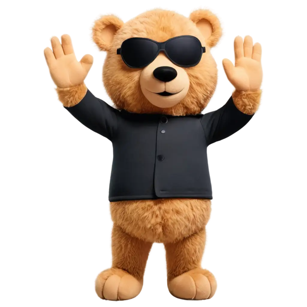 Adorable-Teddy-Bear-PNG-Image-with-Raised-Hands-and-Eyepatch-in-Pixar-Animation-Style