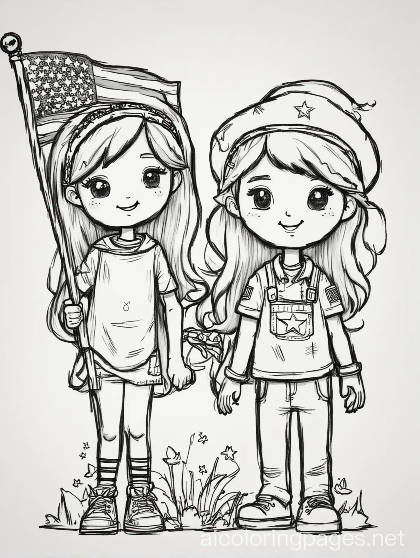 Children-Coloring-on-Memorial-Day-Simple-Line-Art-for-Fun-and-Friendship