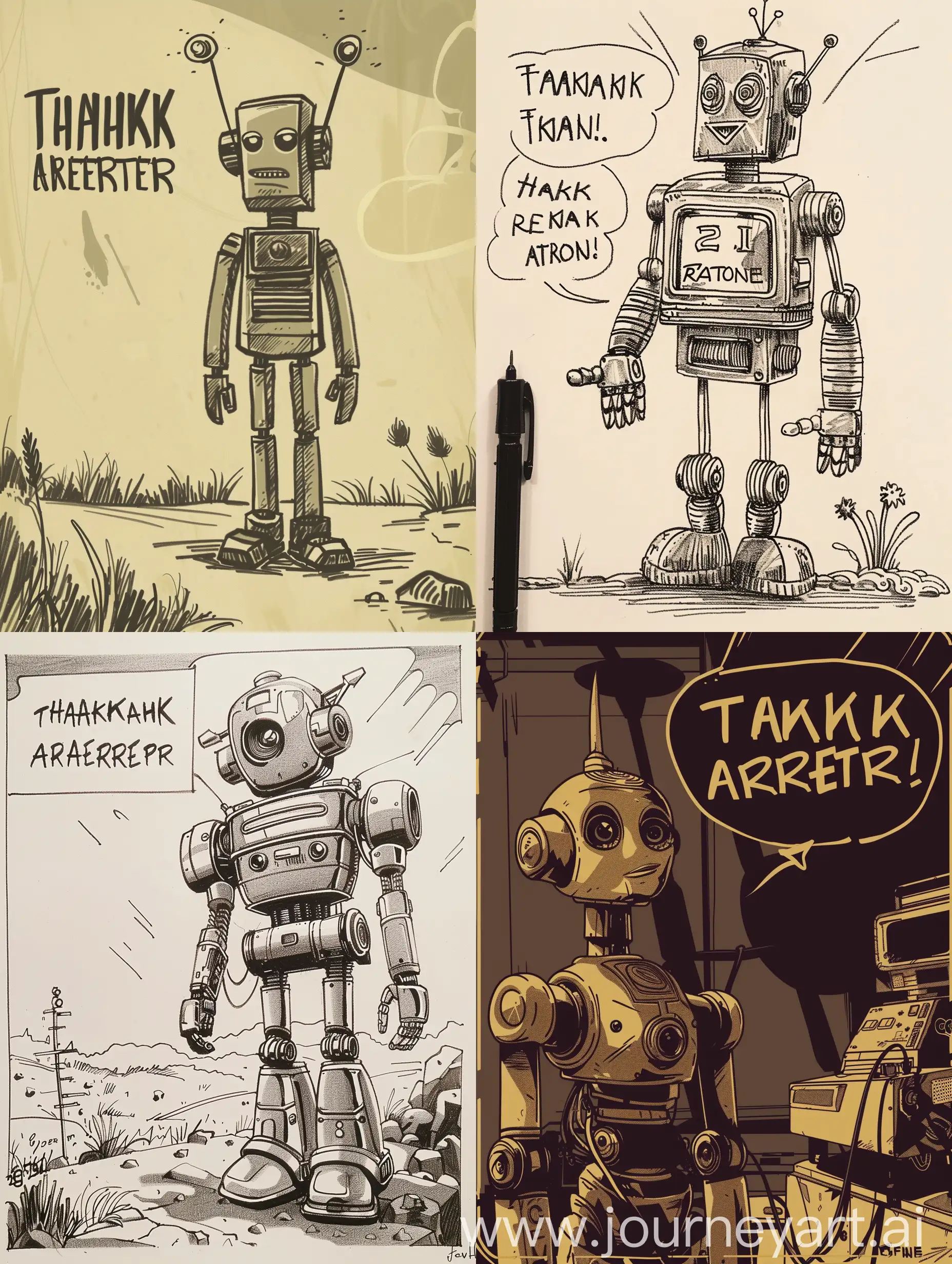 draw a robot that says 'thank you for your attention'