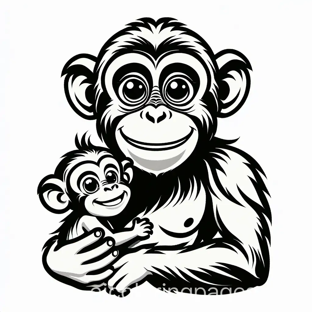 Father-Monkey-Playing-with-Baby-Monkey-Coloring-Page