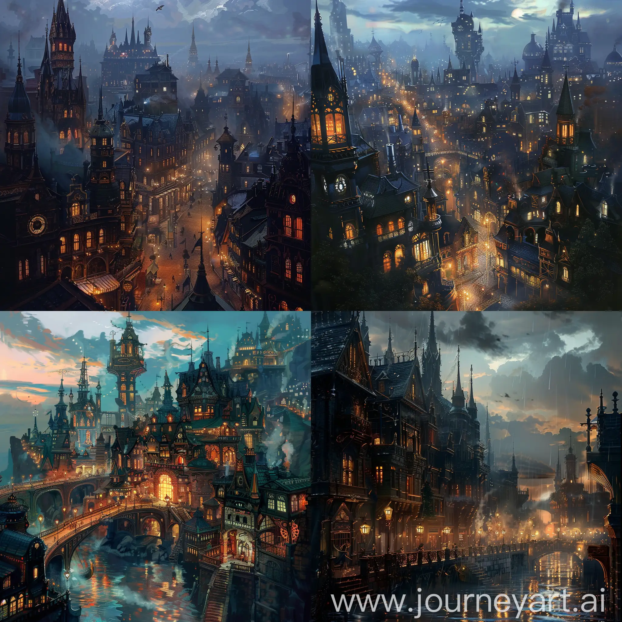 Enchanting-Steampunk-Cityscape-at-Twilight