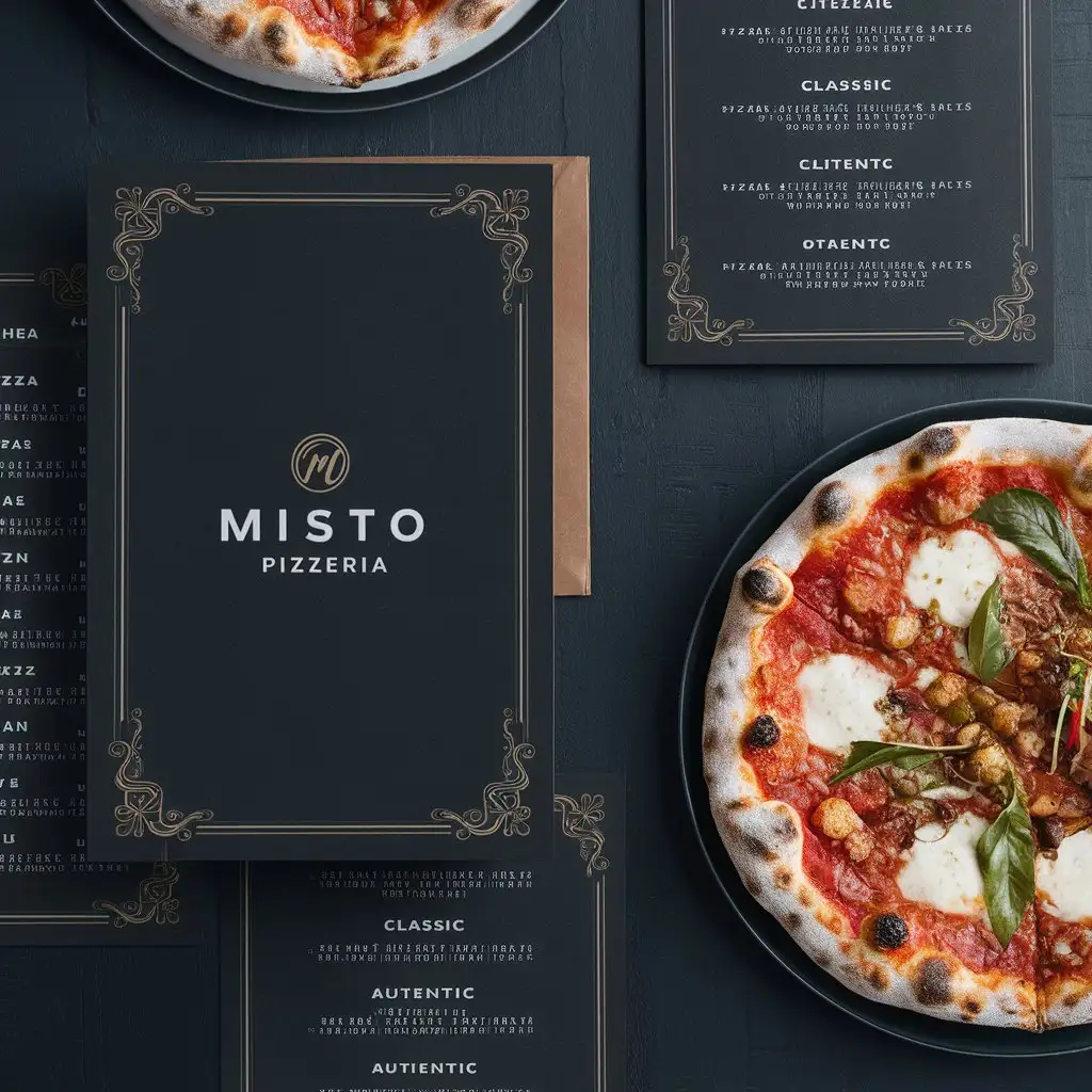 Vintage Black Minimalist Menu Design for Misto Pizzeria
