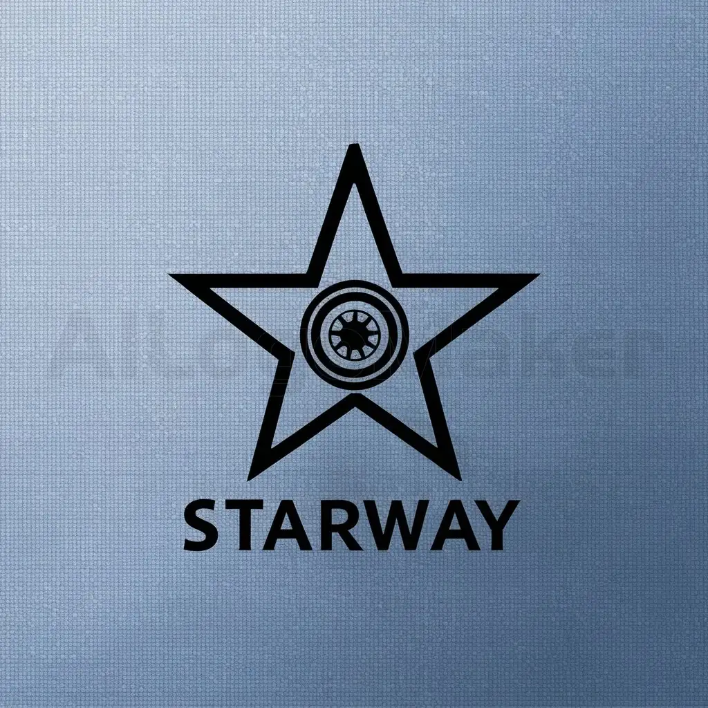 a logo design,with the text "starway", main symbol:star,car tires,Microsoft Blacktip,Minimalistic,be used in Automotive industry,clear background