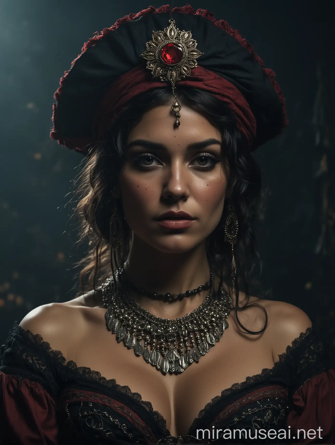 Mystical Gypsy Queen in Cinematic Portrait