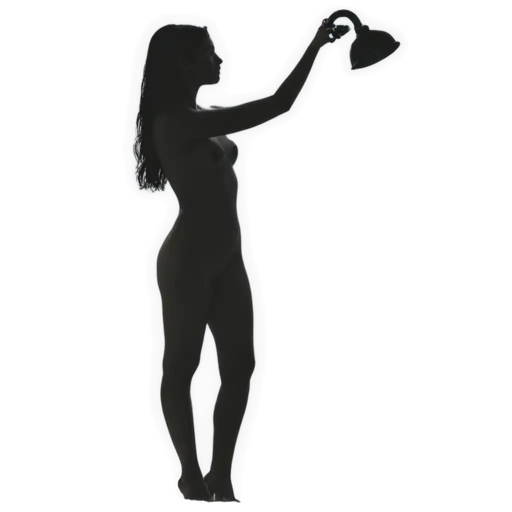 Elegant-Silhouette-of-a-Girl-in-the-Shower-Exquisite-PNG-Image-Capturing-Serenity-and-Beauty