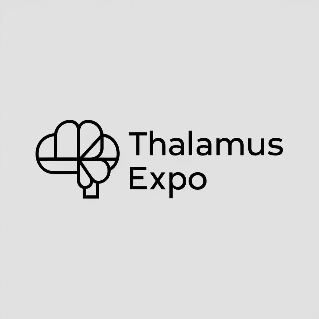 a logo design,with the text "Thalamus Expo", main symbol:create a minimalist logo. Key Points: Establish Brand Identity: The primary purpose of the design is to establish a strong, memorable brand identity. Design Style: The logo should be minimalist in design, capturing the essence of simplicity and modernity. Name of company: Thalamus Expo. Type of business: Exhibition booths for tradeshows Meaning of name: Thalamus refers to the brain's sensory switchboard Icon: brain related,Minimalistic,be used in Exhibition booths for tradeshows industry,clear background