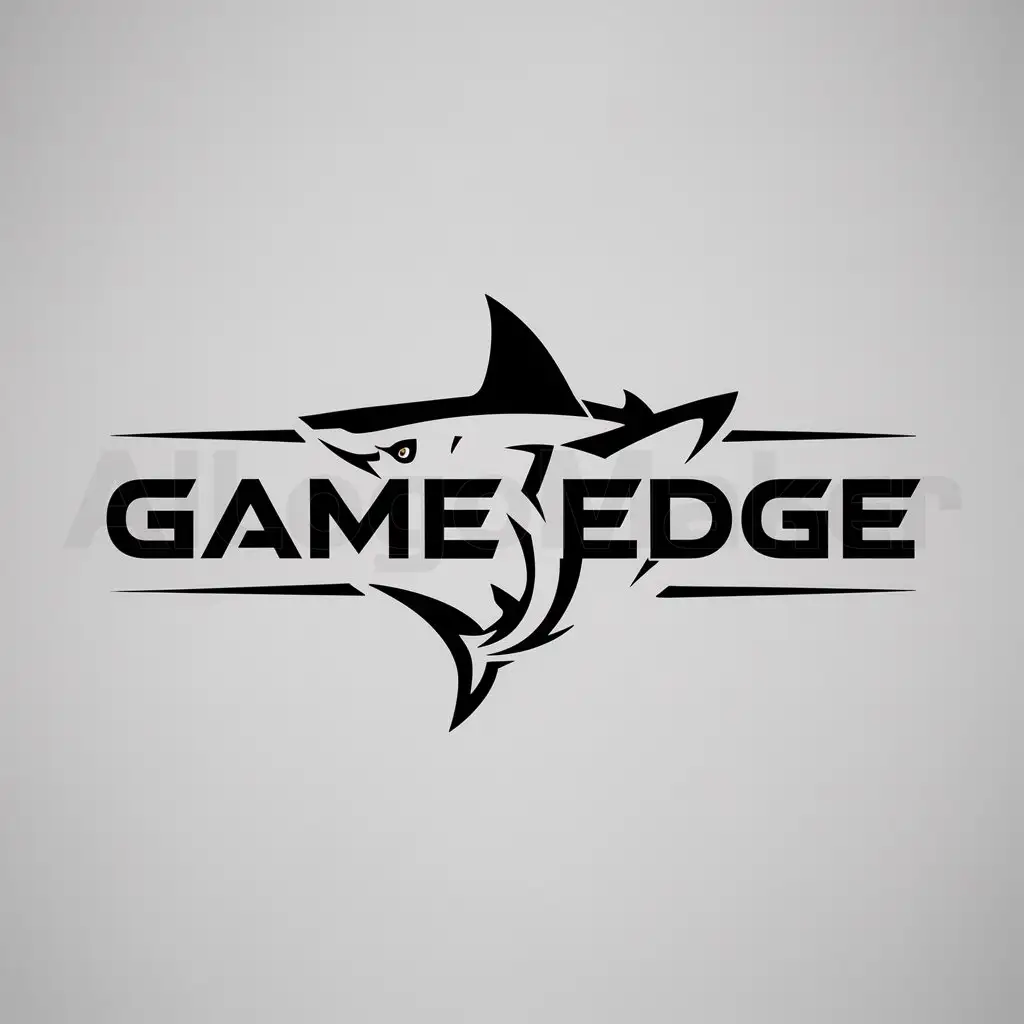 a logo design,with the text "game edge", main symbol:shark, blade,Minimalistic,clear background