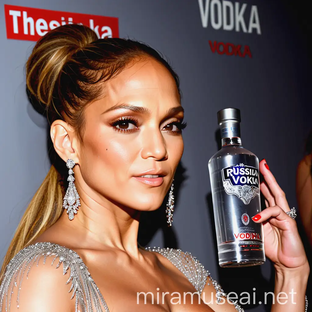 Celebrity Jennifer Lopez Enjoying Authentic Russian Vodka