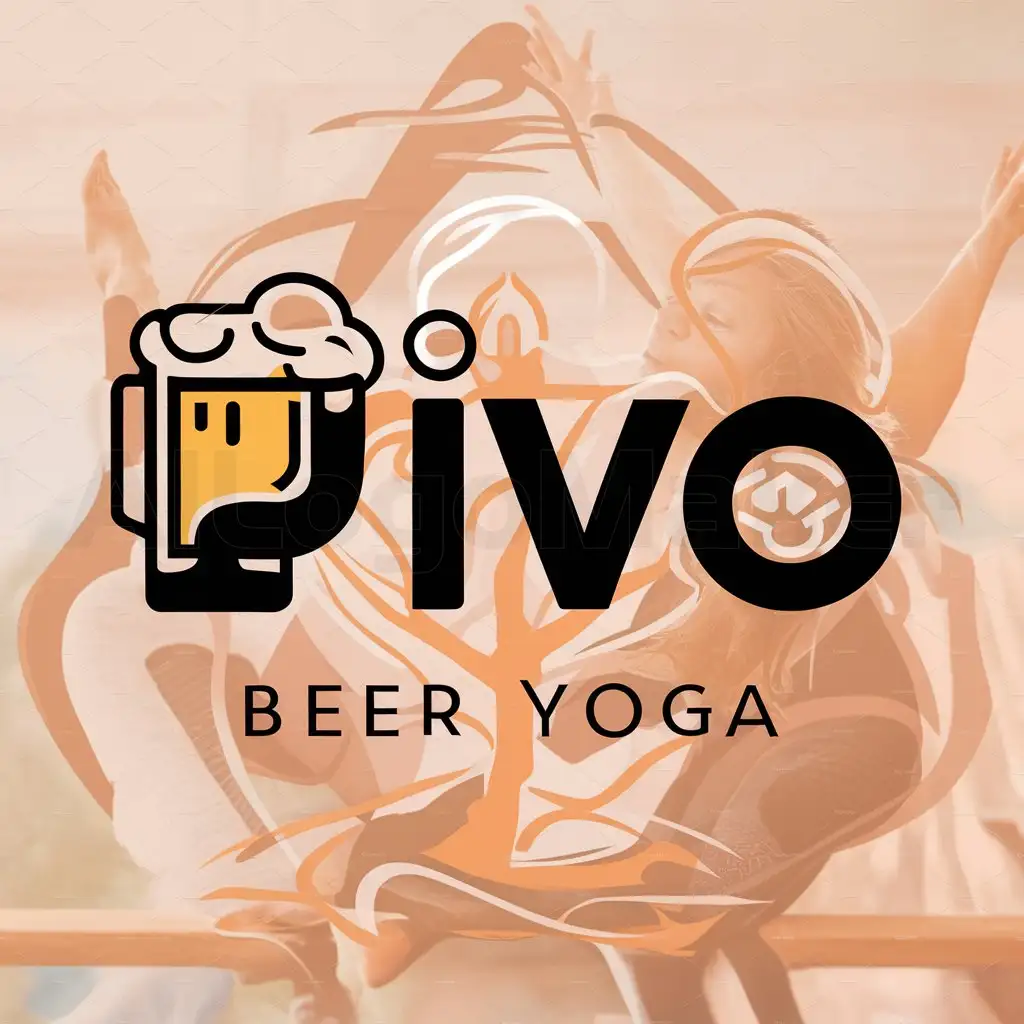 a logo design,with the text "Beer yoga", main symbol:Pivo,complex,be used in Others industry,clear background