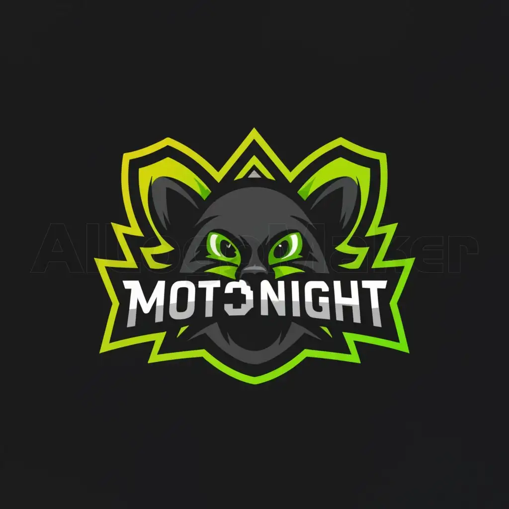 a logo design,with the text "Moto$Night", main symbol:MotоNight with a green paw on a black background,complex,be used in Internet industry,clear background