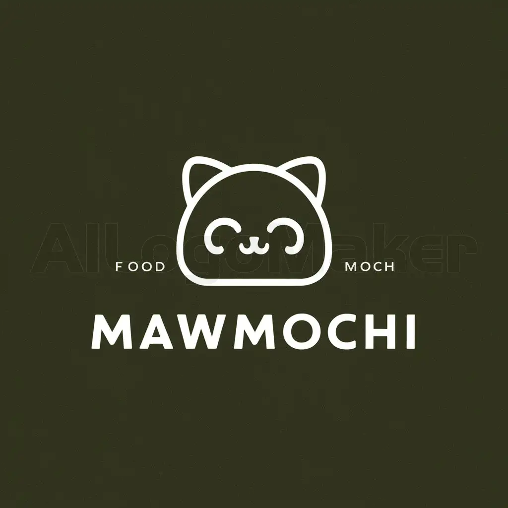 a logo design,with the text "MawMochi", main symbol:Mochi, Cute, Kitten Fancy,Minimalistic,be used in Food industry,clear background