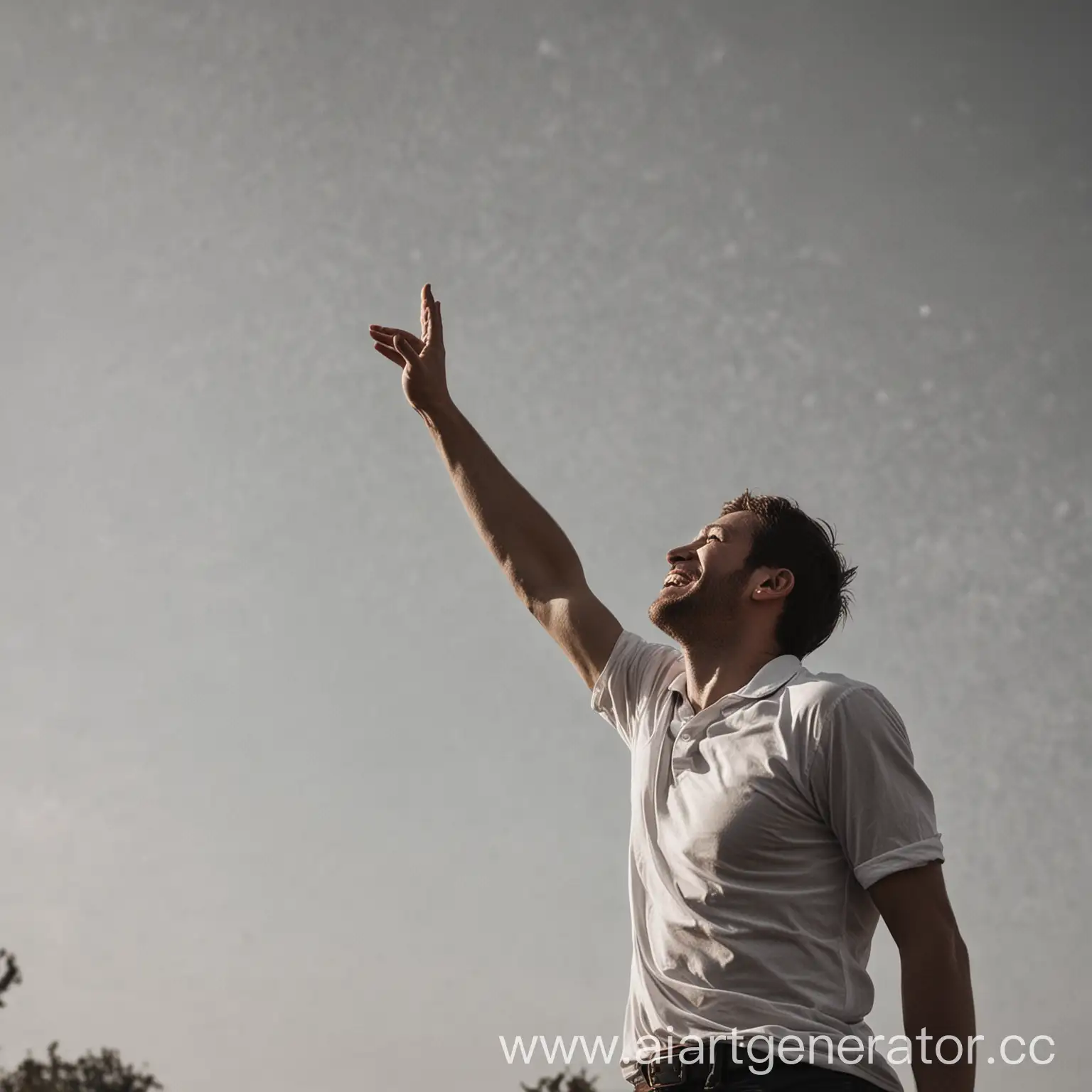 Triumphant-Man-Celebrating-Victory-with-Outstretched-Hand