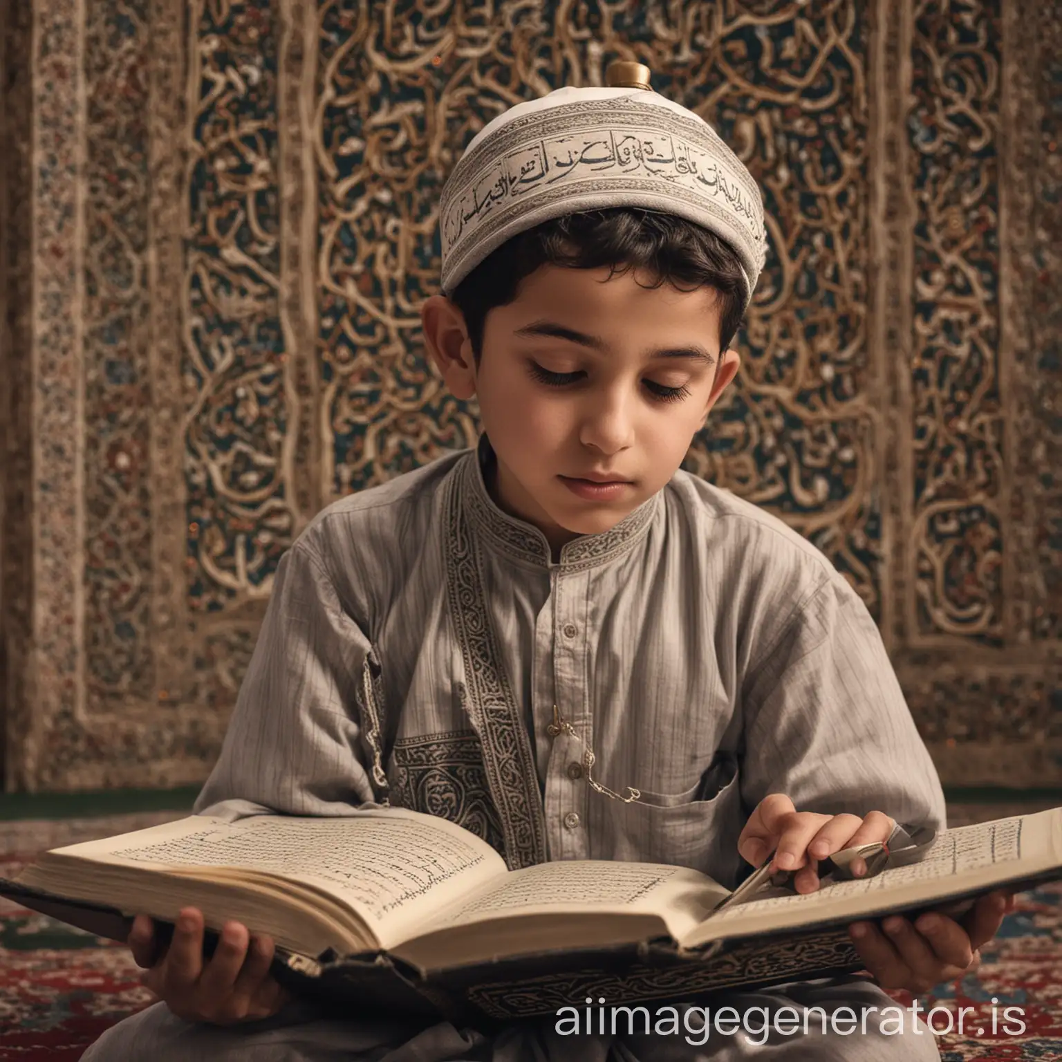 a boy reads quran