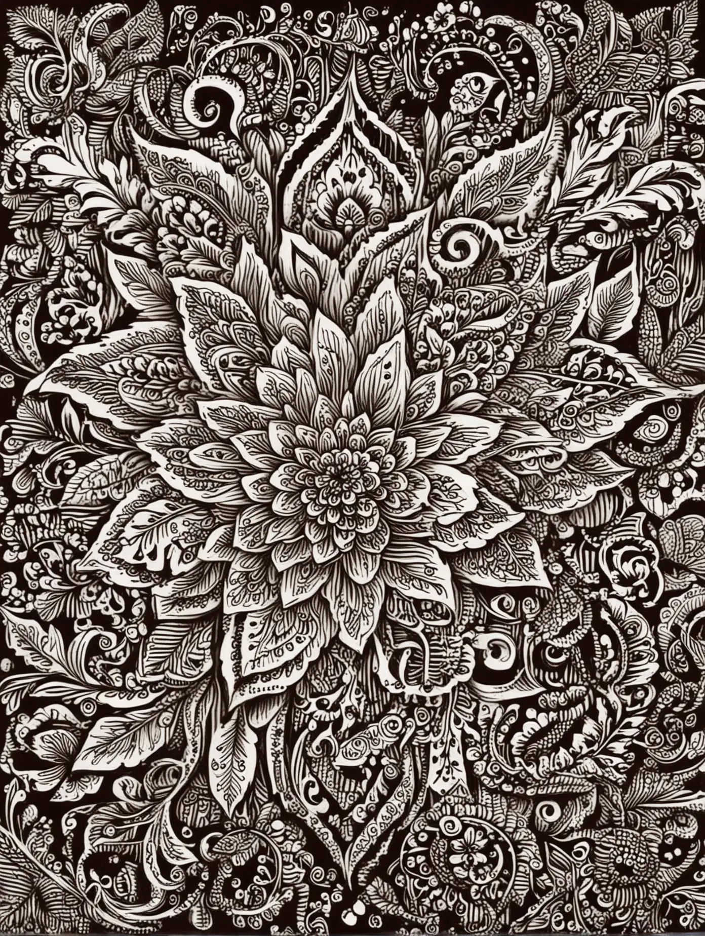 henna patterns , simple draw, no colors, flower background