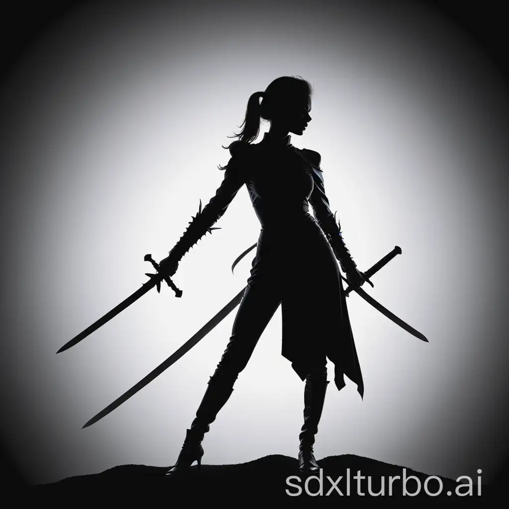 Silhouetted-Woman-Wielding-Sword-Mystical-Warrior-in-Moonlight