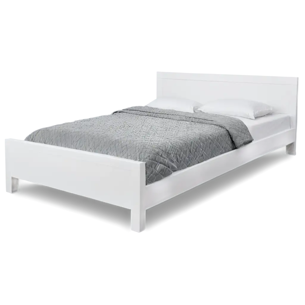 Elevate-Your-Space-with-a-HighQuality-Single-White-Bed-PNG-Image