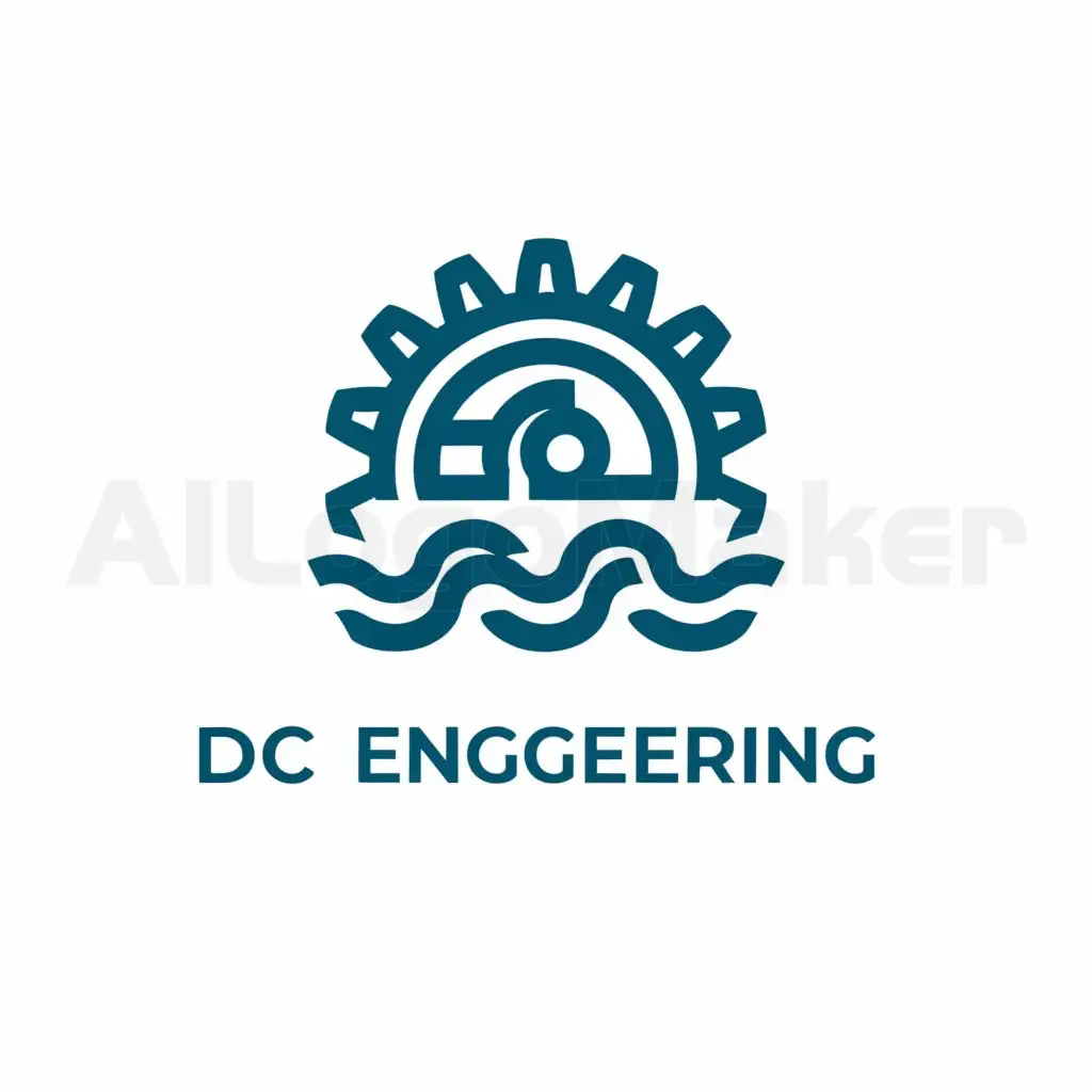 a logo design,with the text "DC ENGINEERING", main symbol:submarine merged with a gear wheel,Minimalistic,clear background