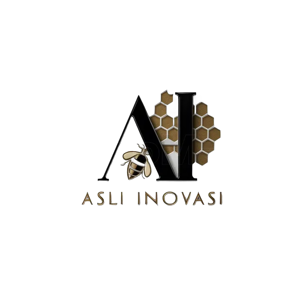 a logo design,with the text "AI", main symbol:Design a sophisticated and elegant logo for a stingless bee business with the branding name 'AI.' The slogan for this business is 'Asli' and 'Inovasi.' The theme should be black and gold to convey a premium and luxurious feel. Incorporate the initials 'AI' prominently in the design. Use imagery or symbols related to stingless bees, honey, or hives to highlight the nature of the business. Integrate the words 'Asli' and 'Inovasi' in a stylish and readable manner. Ensure the color palette consists of rich blacks and striking golds to maintain a high-end look. The design should be clean, modern, and professional, suitable for branding on packaging, marketing materials, and online presence.,Minimalistic,be used in health industry,clear background