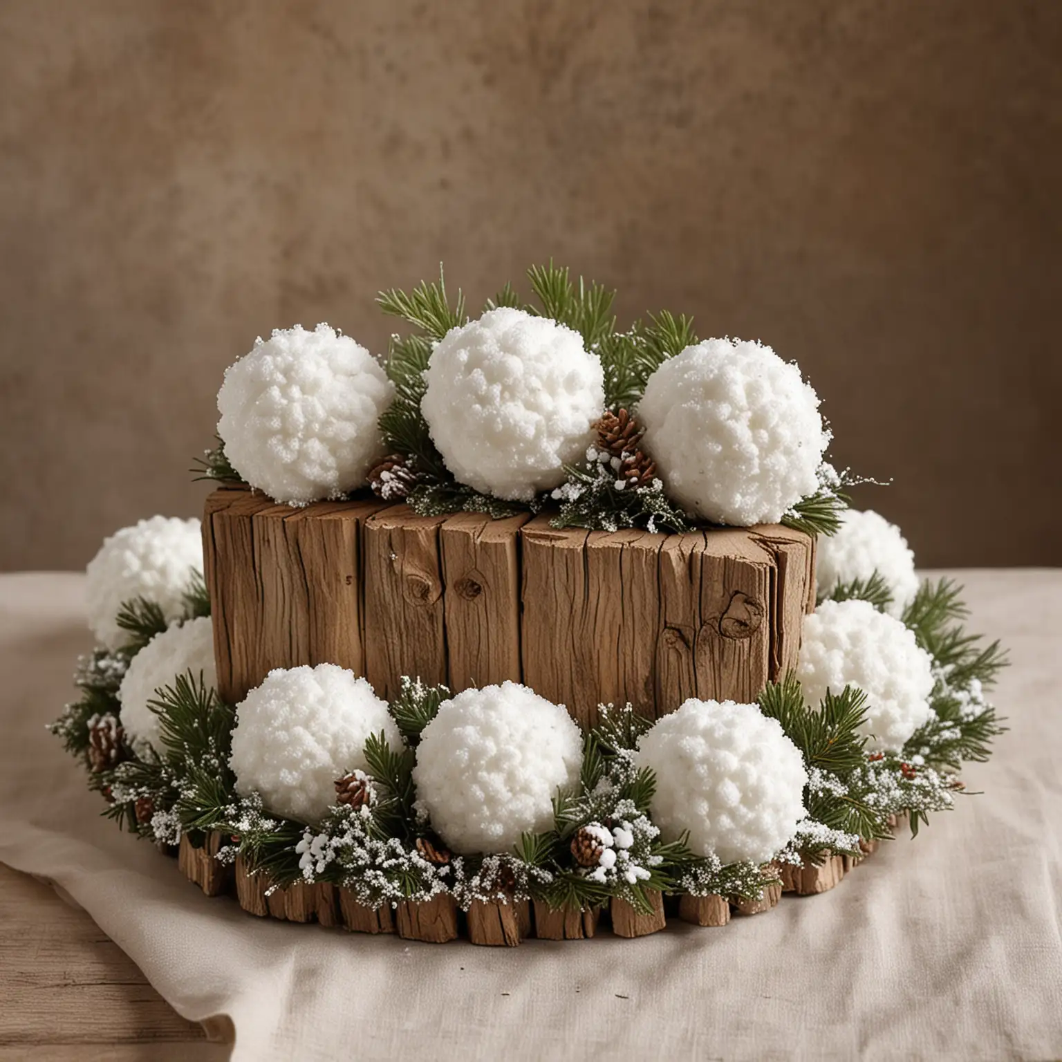 Rustic-Winter-Wedding-Centerpiece-with-Faux-Snowballs