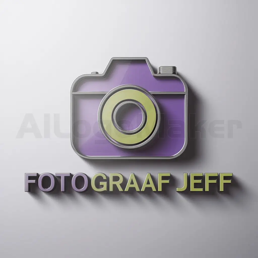 a logo design,with the text "Fotograaf_Jeff", main symbol:Purple with Lime Greenwithshadow,complex,be used in Technology industry,clear background