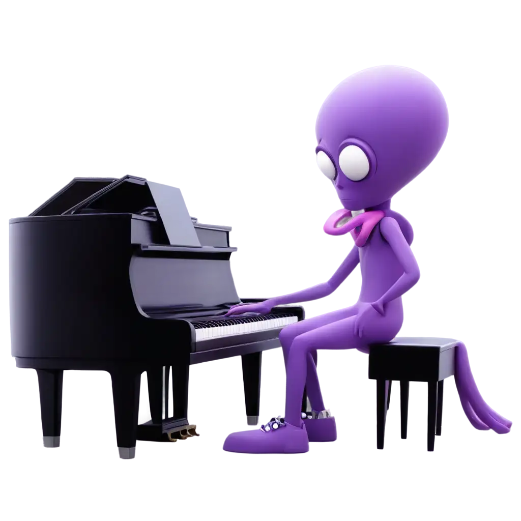 (Personaje Animado De Canti Rondas) Pulpo Morado Tocando El Piano
