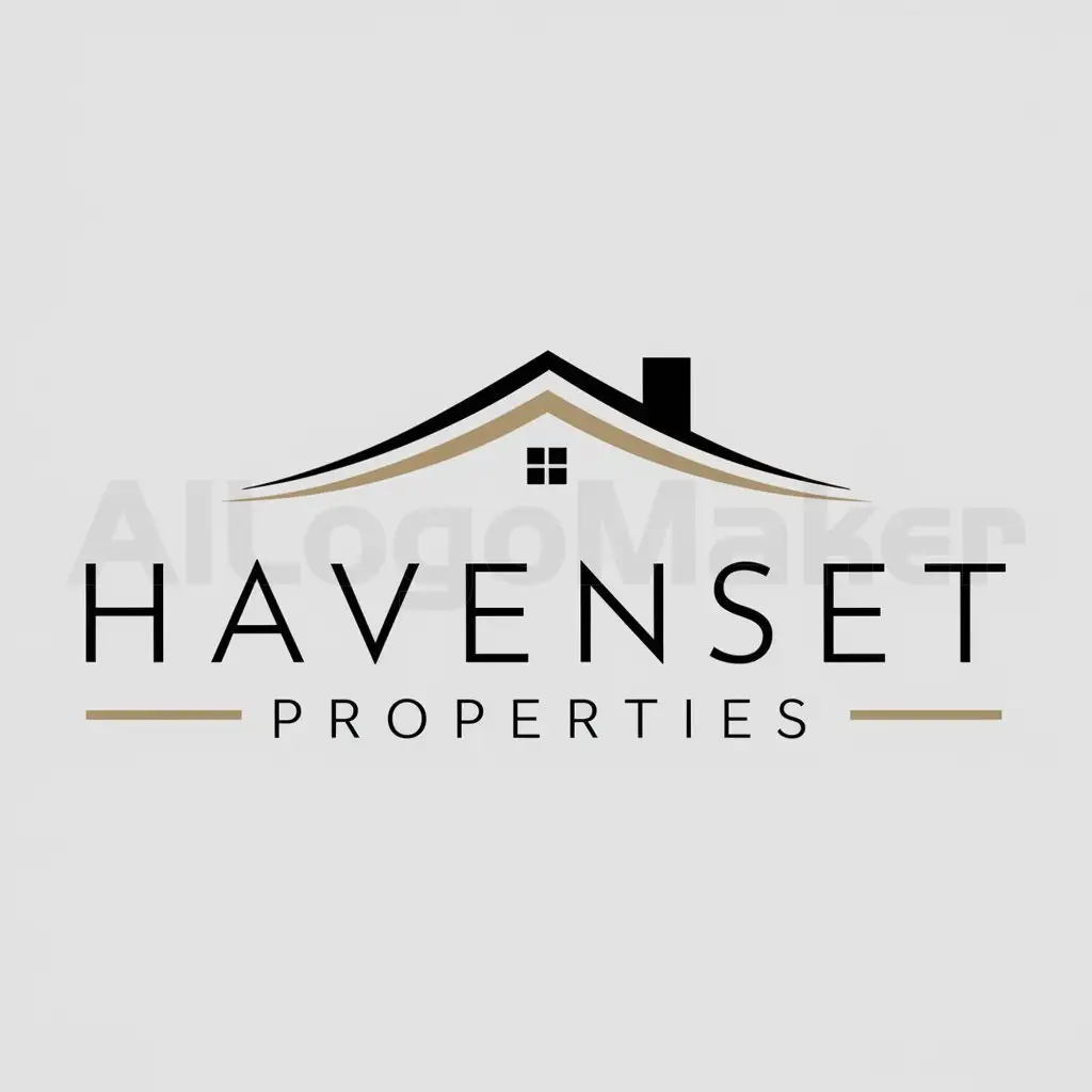 a logo design,with the text "HavenSet Properties", main symbol:House or Roof,Moderate,be used in Real Estate industry,clear background