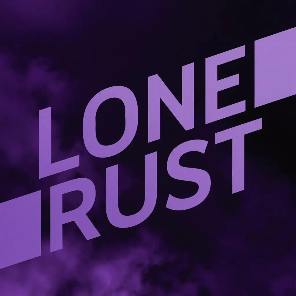 Фиолетовый фон, на нём написано Lone Rust