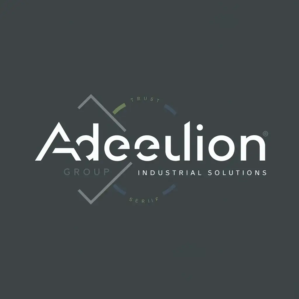 a logo design,with the text "ADEULION", main symbol:a logo design,with the text 'ADEULION group industrial Solutions', main symbol:,Concept: A simple yet modern logo that evokes reliability, innovation, and professionalism. Colors: Use colors that inspire trust and seriousness, such as dark blue, gray, and accents of green to symbolize growth and security. Typography: Choose a modern, clear, and readable sans-serif font.,Moderate,clear background,Moderate,clear background