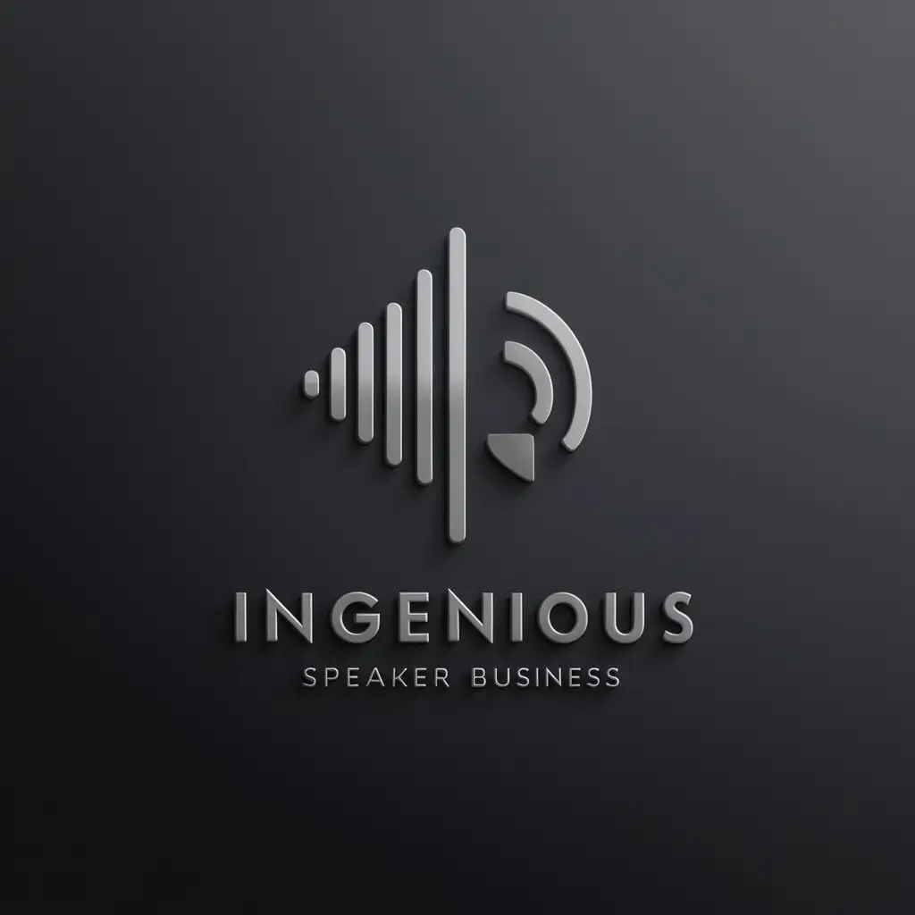 A logo of an ingenious speaker, minimalist logo, sound business logo