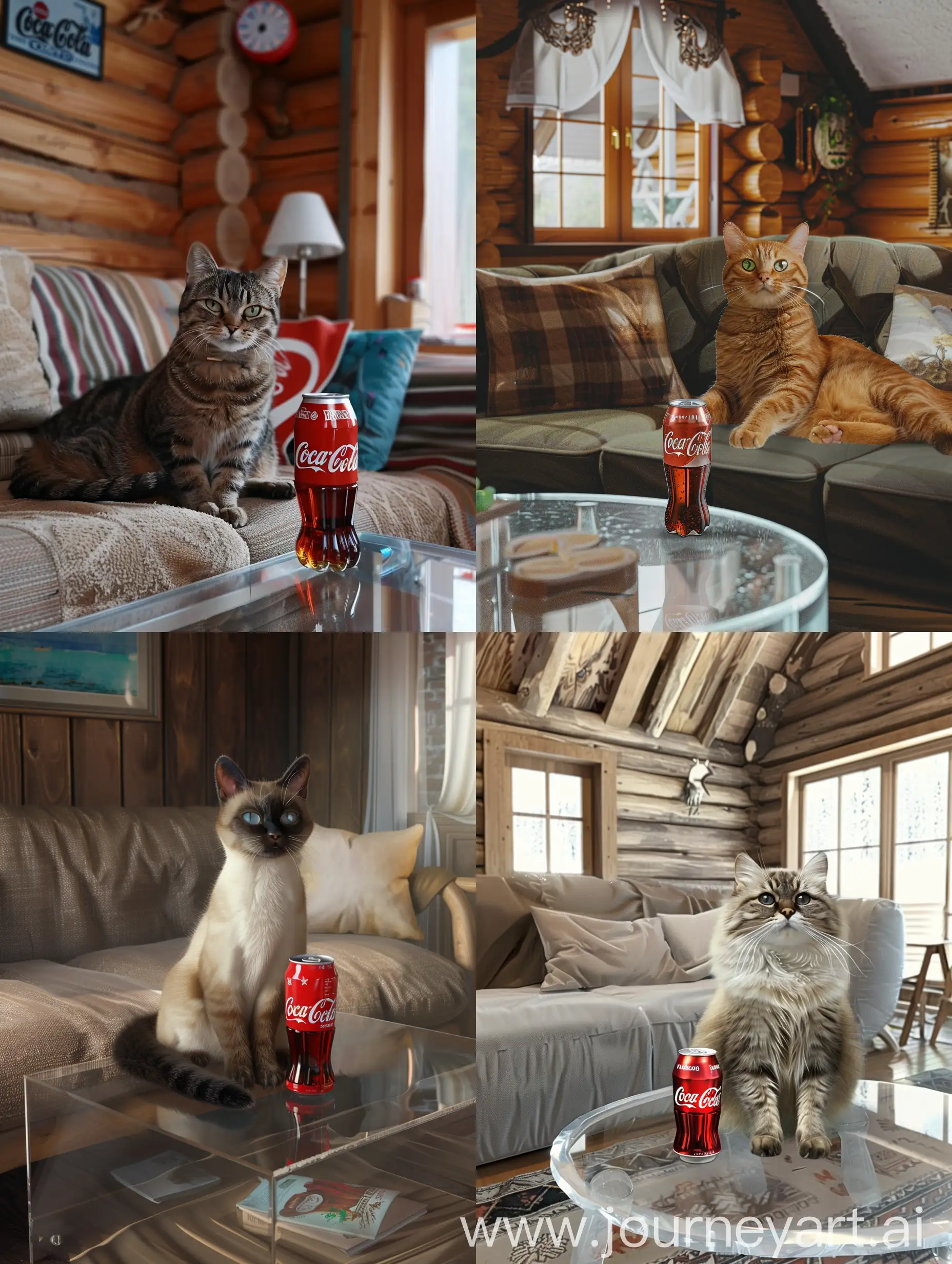 Cat-Avatar-Named-Misha-Sitting-on-Cottage-Couch-with-Coca-Cola