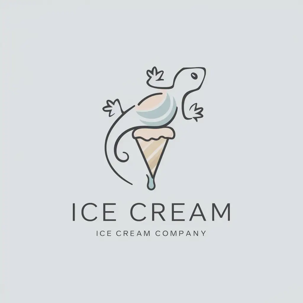 Elegant Minimalistic Ice Cream Company Logo Featuring a Lizard Symbol