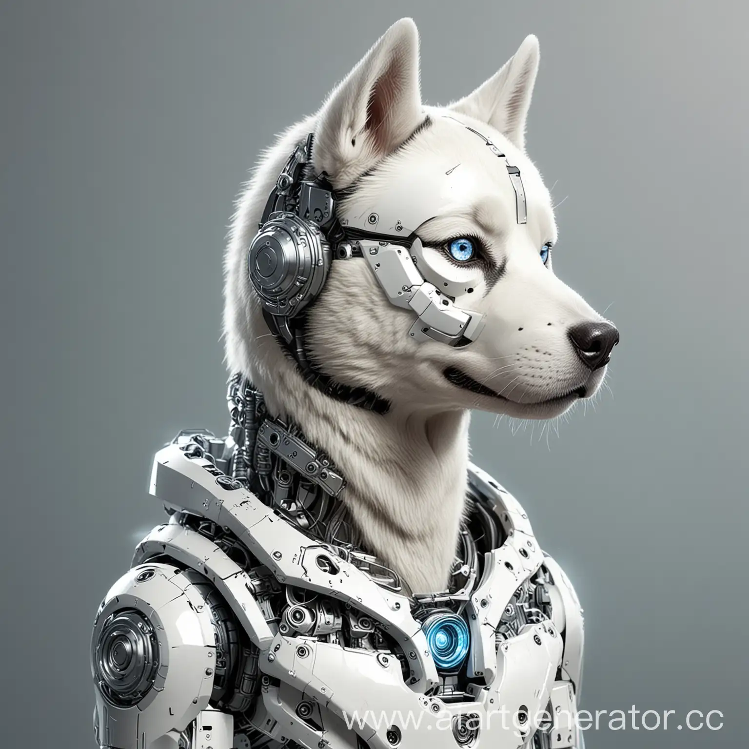 Fantasy-Drawing-of-a-White-Husky-in-Robot-Costume
