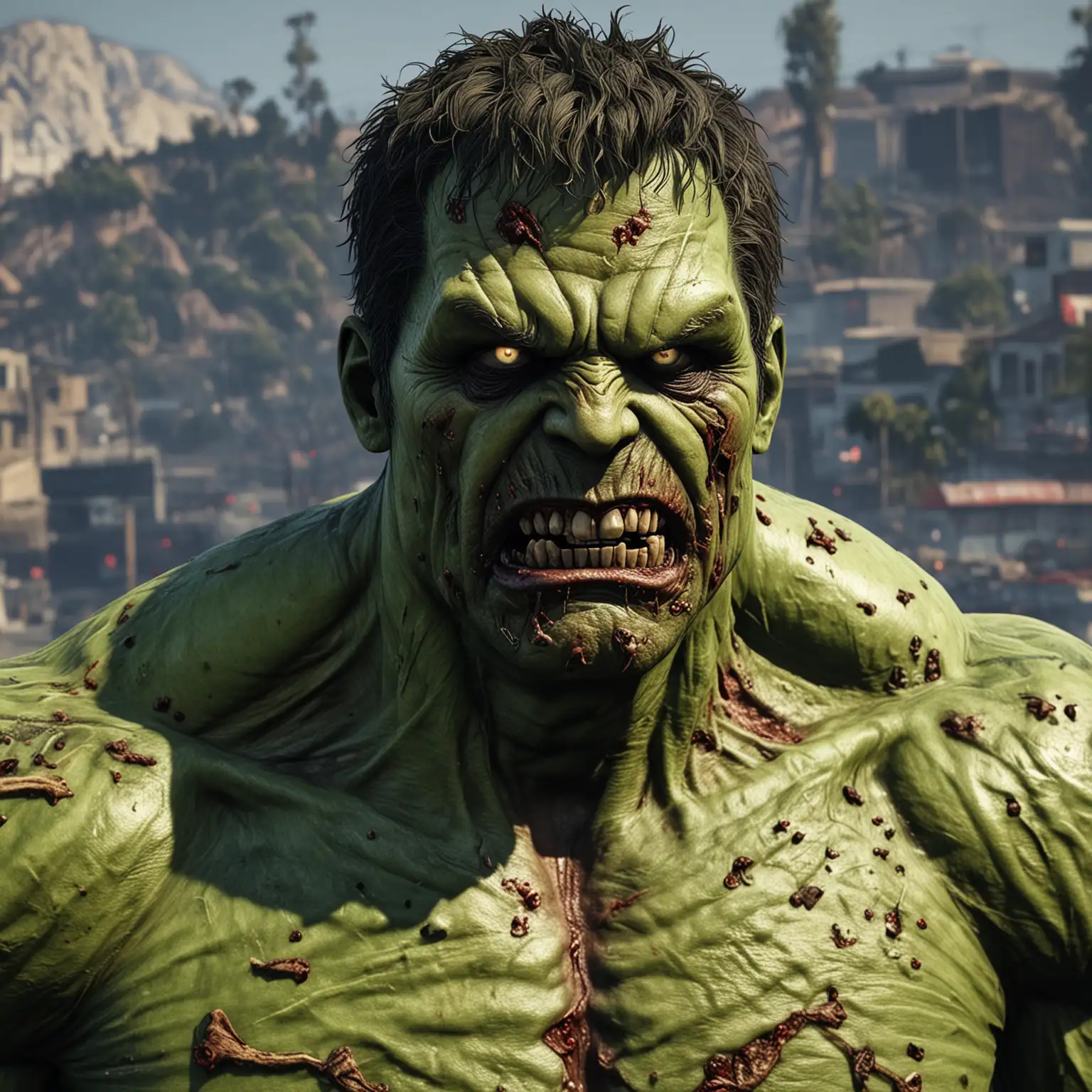 Realistic Hulk Zombie Terrifying Undead with Rotten Features