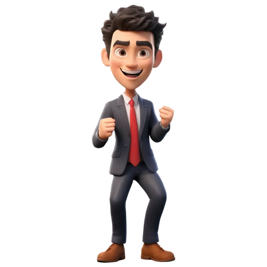 energetic young chairman cartoon 3d