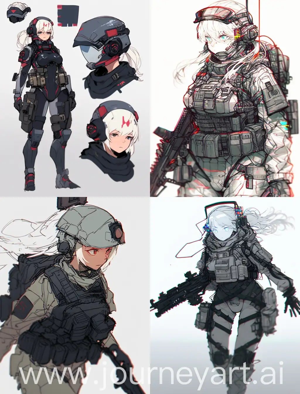 HighTech-Military-Girl-with-Triangle-Helmet-and-White-Hair-Sketch
