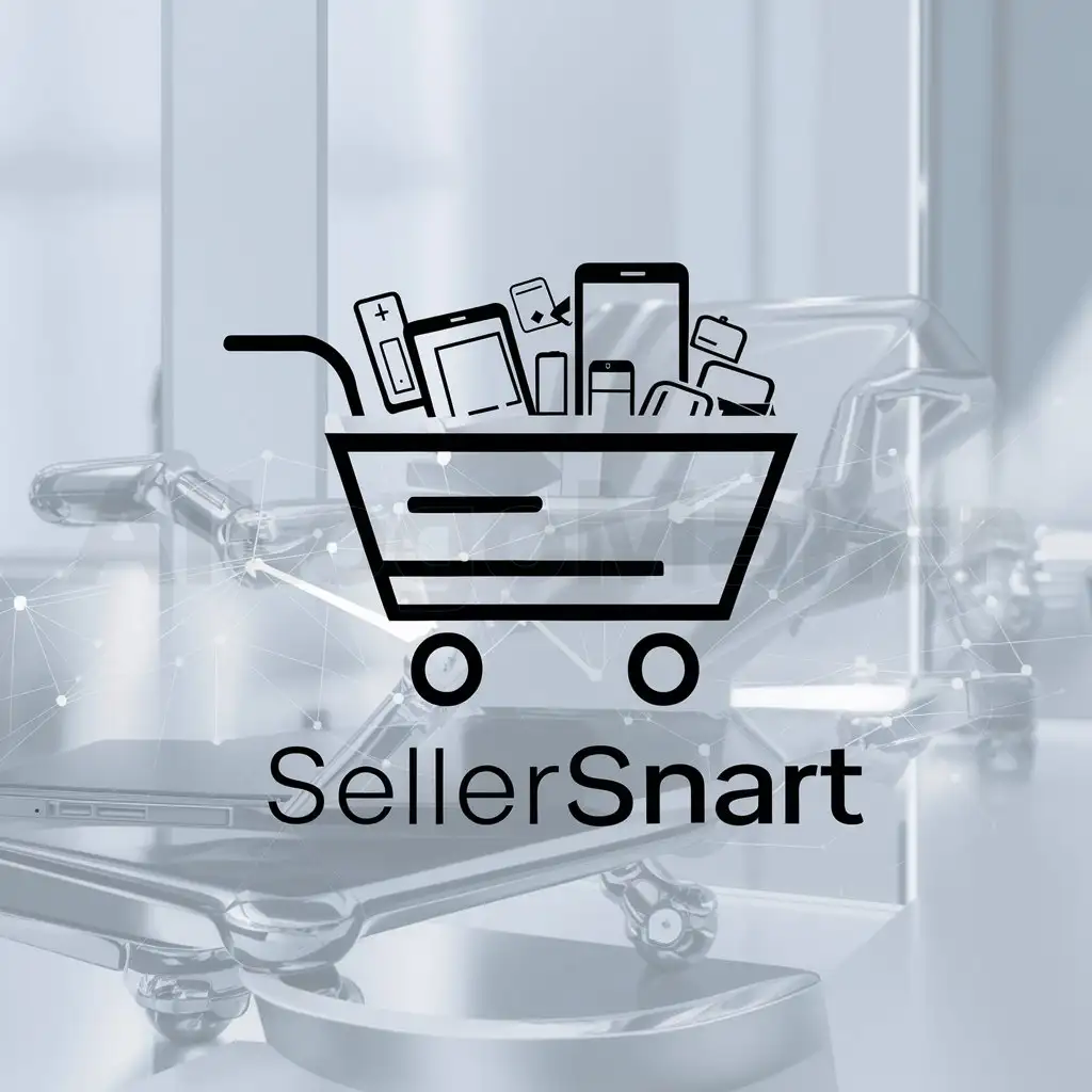 a logo design,with the text "sellersmart", main symbol:A cart,Moderate,be used in Technology industry,clear background