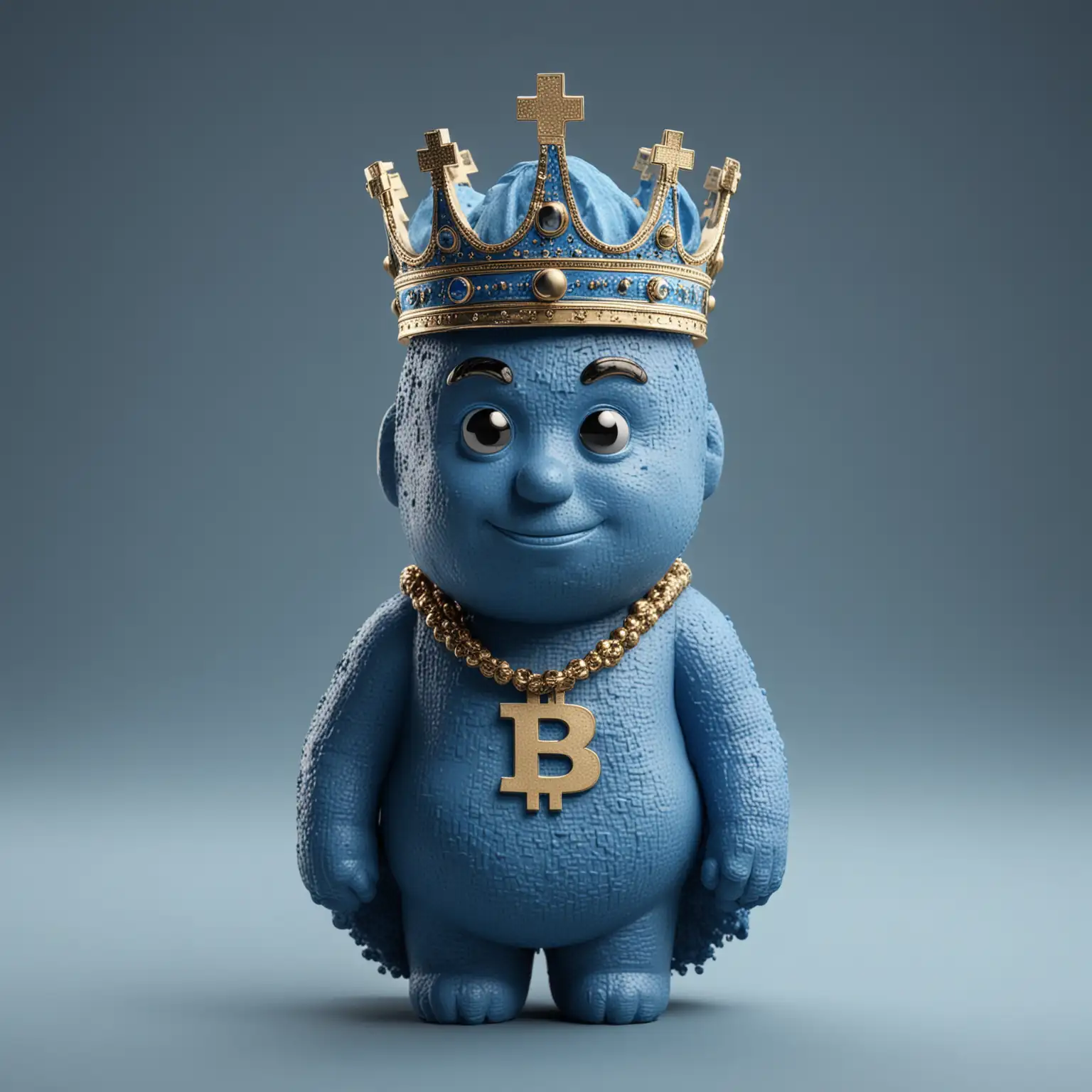 Royal Blue Bitcoin Figure with Crown