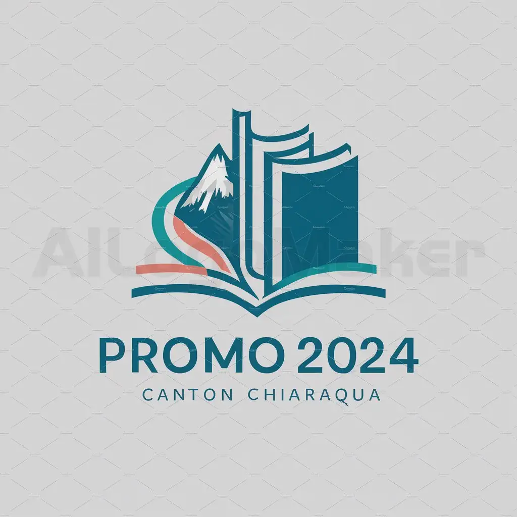 a logo design,with the text "promo 2024, CANTON CHIARAQUE", main symbol:un cerro por detras un libro por delante,complex,be used in Education industry,clear background