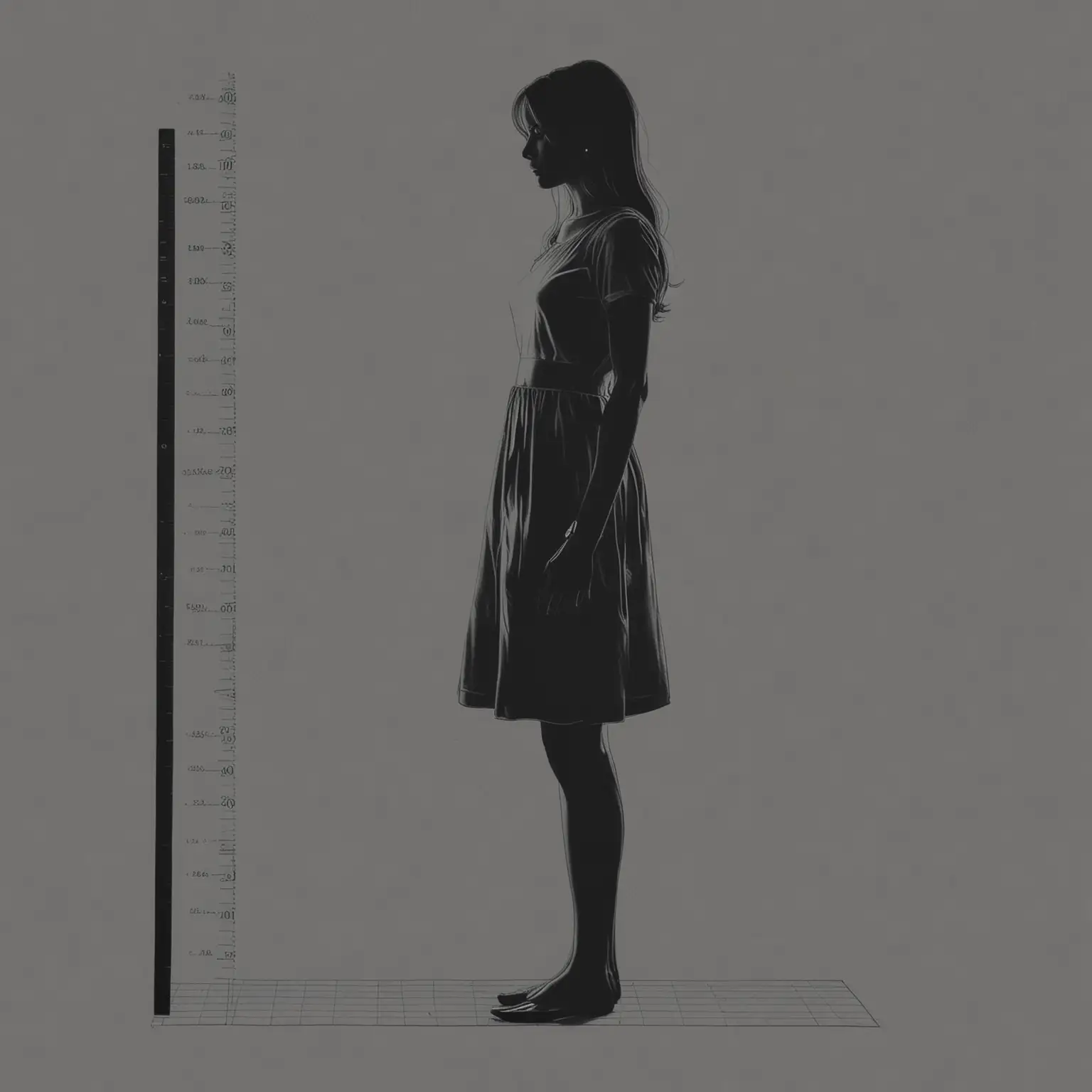 Silhouette of Female Side Profile in Dress with Ruler