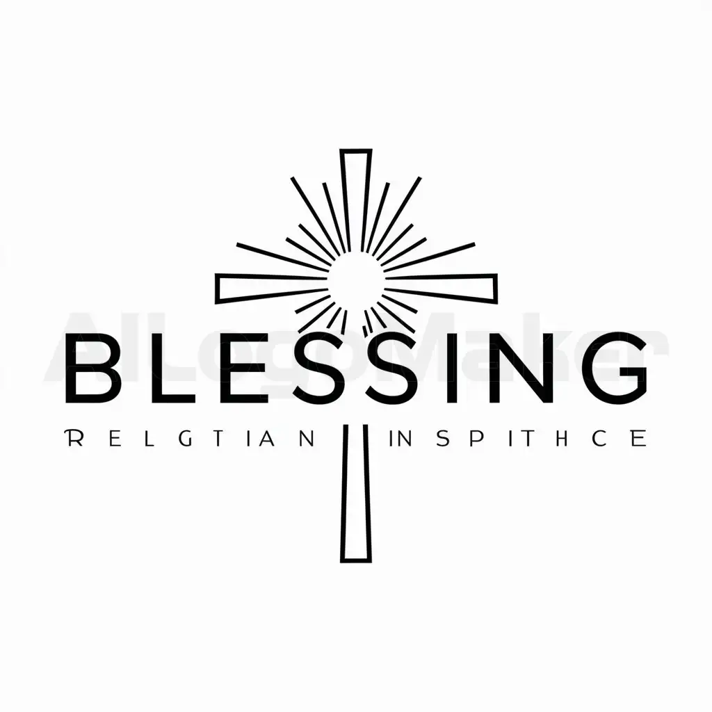 a logo design,with the text "Blessing", main symbol:Christian cross and light,Minimalistic,be used in Religious industry,clear background