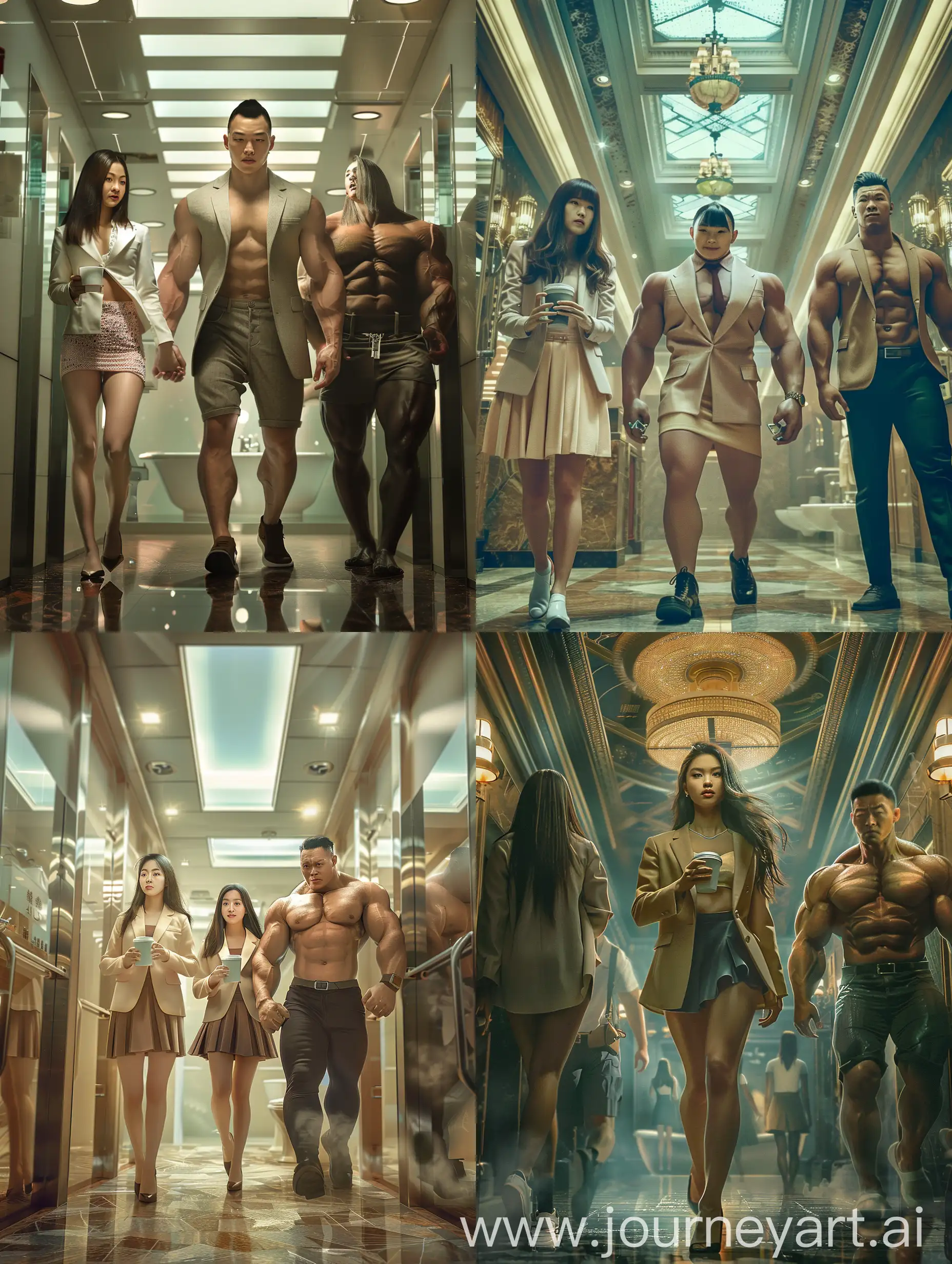 Confident-Asian-Women-and-Muscular-Man-in-Cinematic-Bathroom-Setting