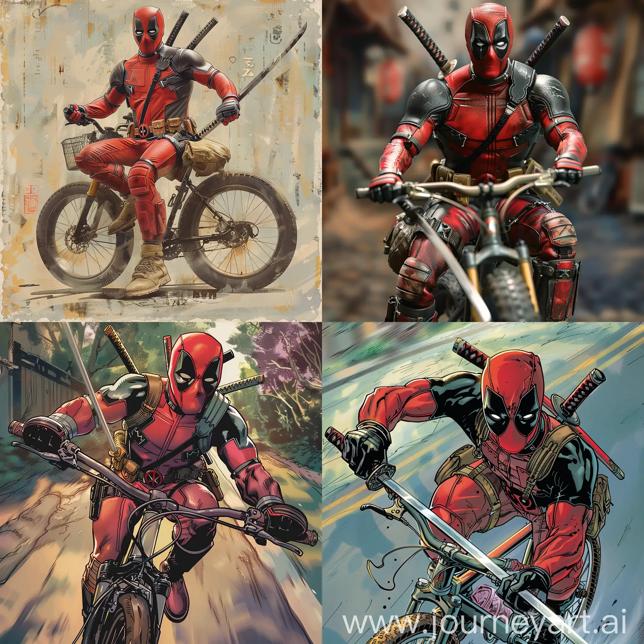 Deadpool-Riding-Bike-with-Samurai-Sword