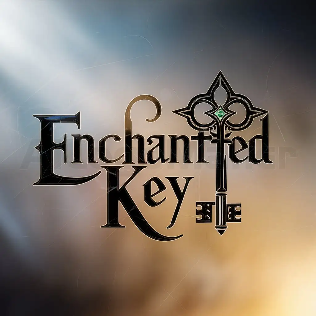 a logo design,with the text "Enchanted Key", main symbol:Magic Key,complex,clear background