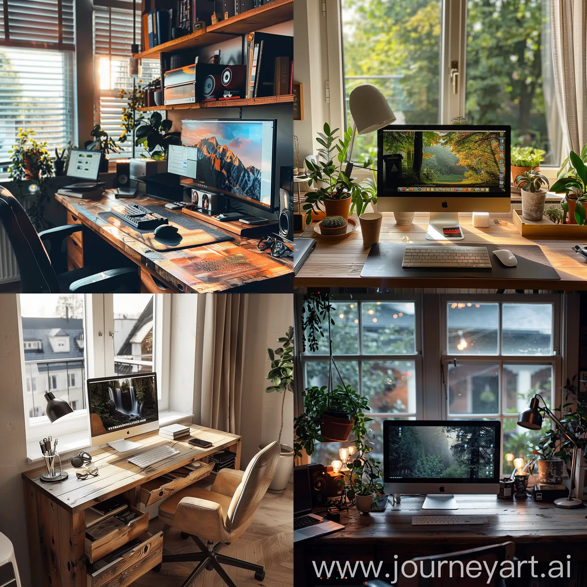 Modern-Work-from-Home-Desk-Setup-with-Tech-Gadgets-and-Plants