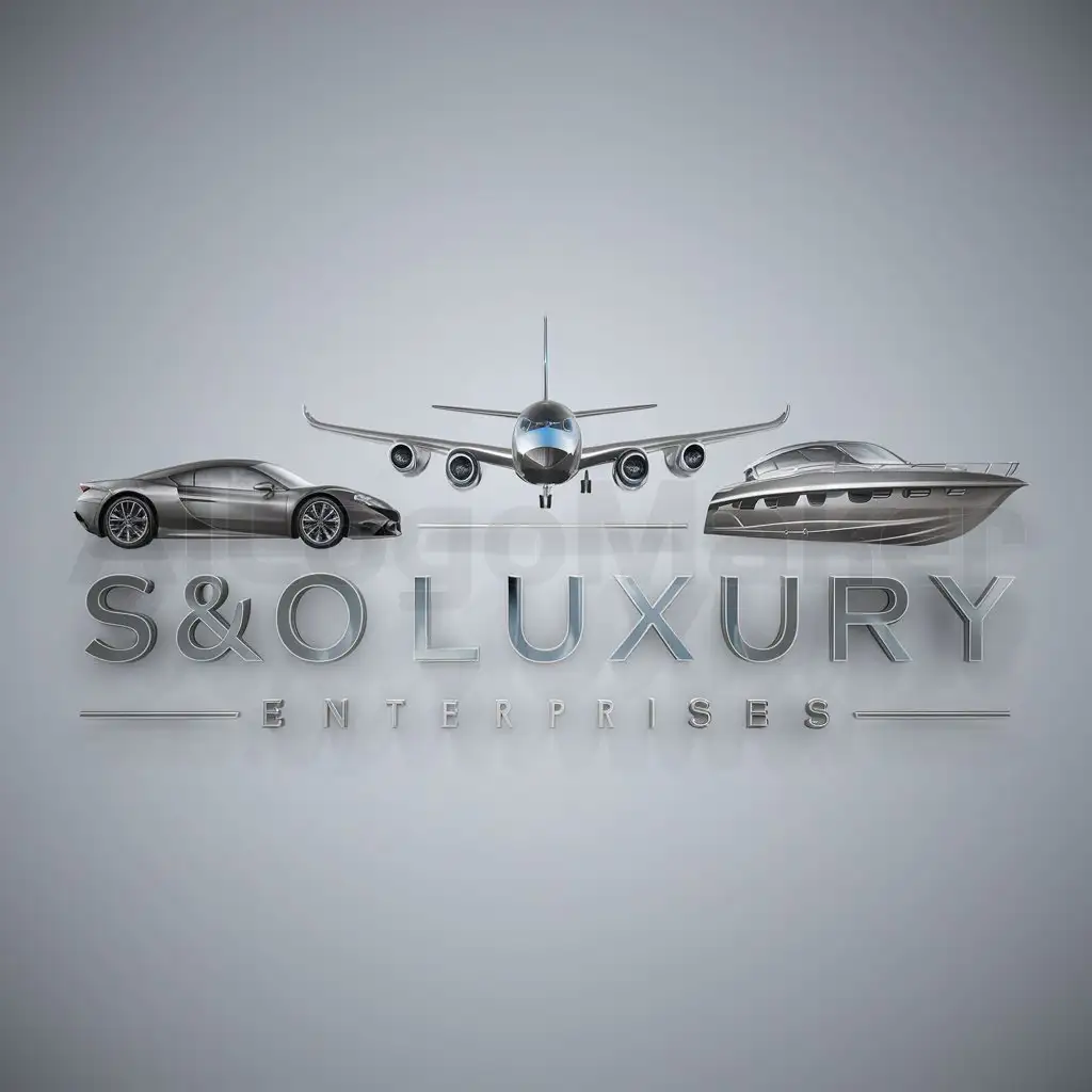 a logo design,with the text "S&O luxury enterprises", main symbol:car , plane and a boat,Moderate,be used in Travel industry,clear background