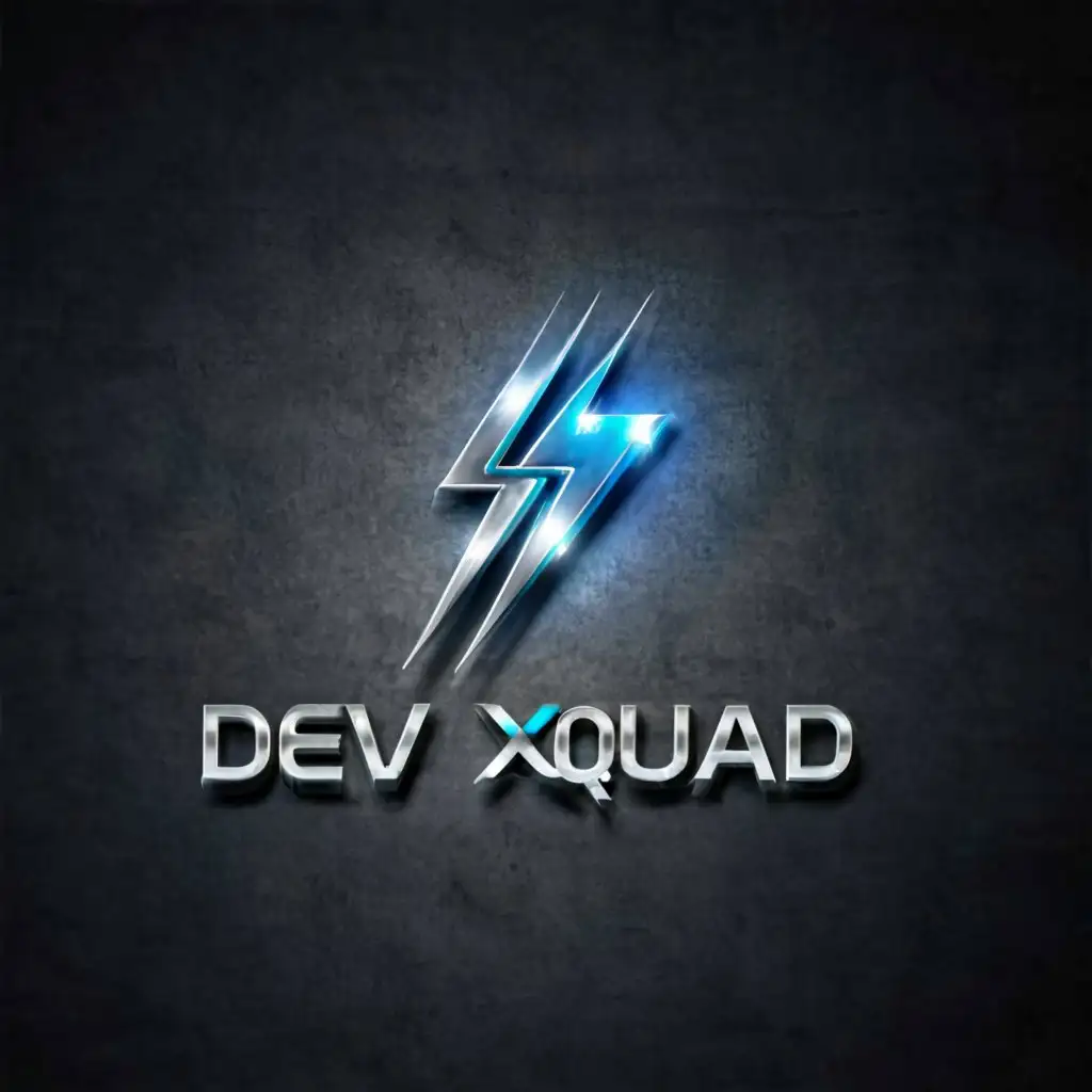 a logo design,with the text "Dev Xquad", main symbol:innovation and Metallic 3D design,Moderate,be used in Technology industry,clear background